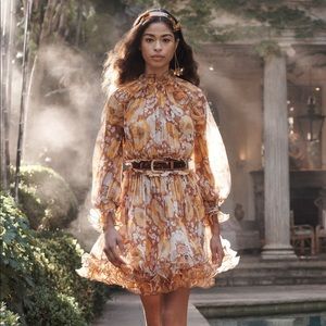 ZIMMERMANN Ruffled Floral Silk-Chiffon Mini Dress
